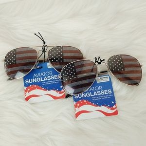 🍂TWO PAIR American Flag Aviator Sunglasses